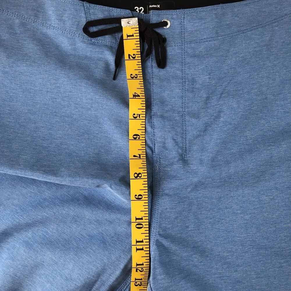 Hurley Mens Board-shorts Heather Blue Drawstring Swim Shorts Size 32